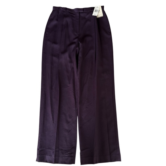 Y2K Rena Rowan 100% Woolmark Wool Purple Pants High Waist Wide Leg Womens Sz 14 - Picture 1 of 10